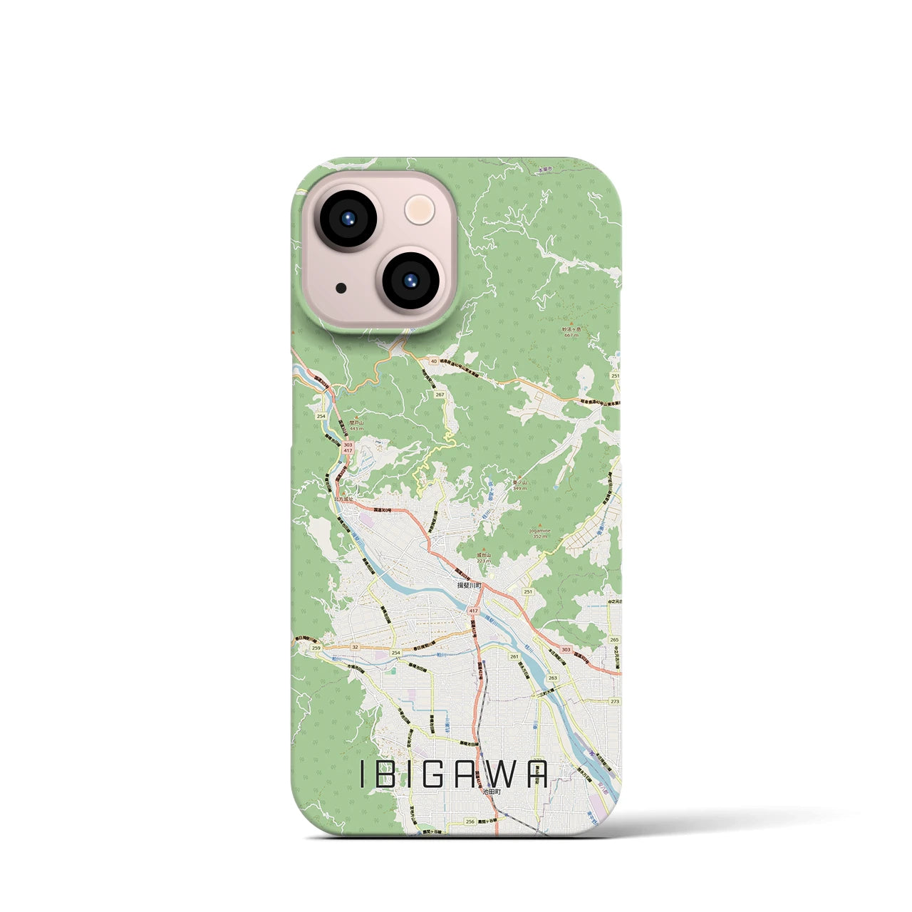 【揖斐川（岐阜県）】地図柄iPhoneケース（バックカバータイプ）