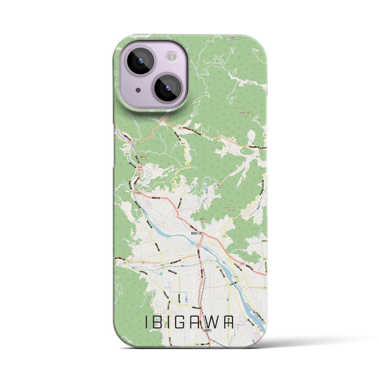【揖斐川（岐阜県）】地図柄iPhoneケース（バックカバータイプ）