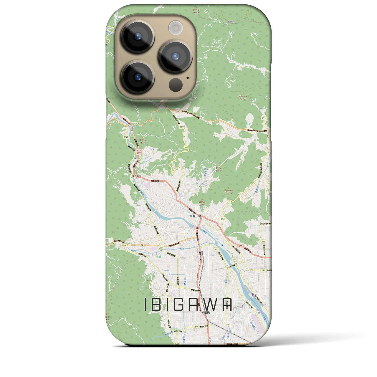 【揖斐川（岐阜県）】地図柄iPhoneケース（バックカバータイプ）