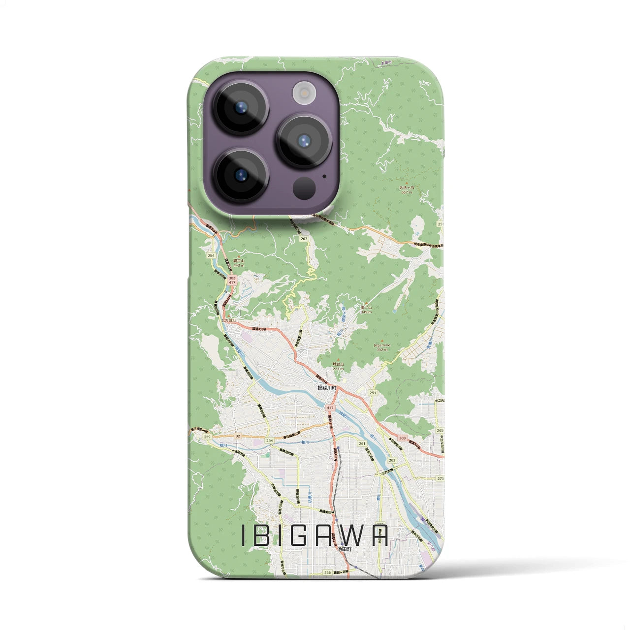 【揖斐川（岐阜県）】地図柄iPhoneケース（バックカバータイプ）