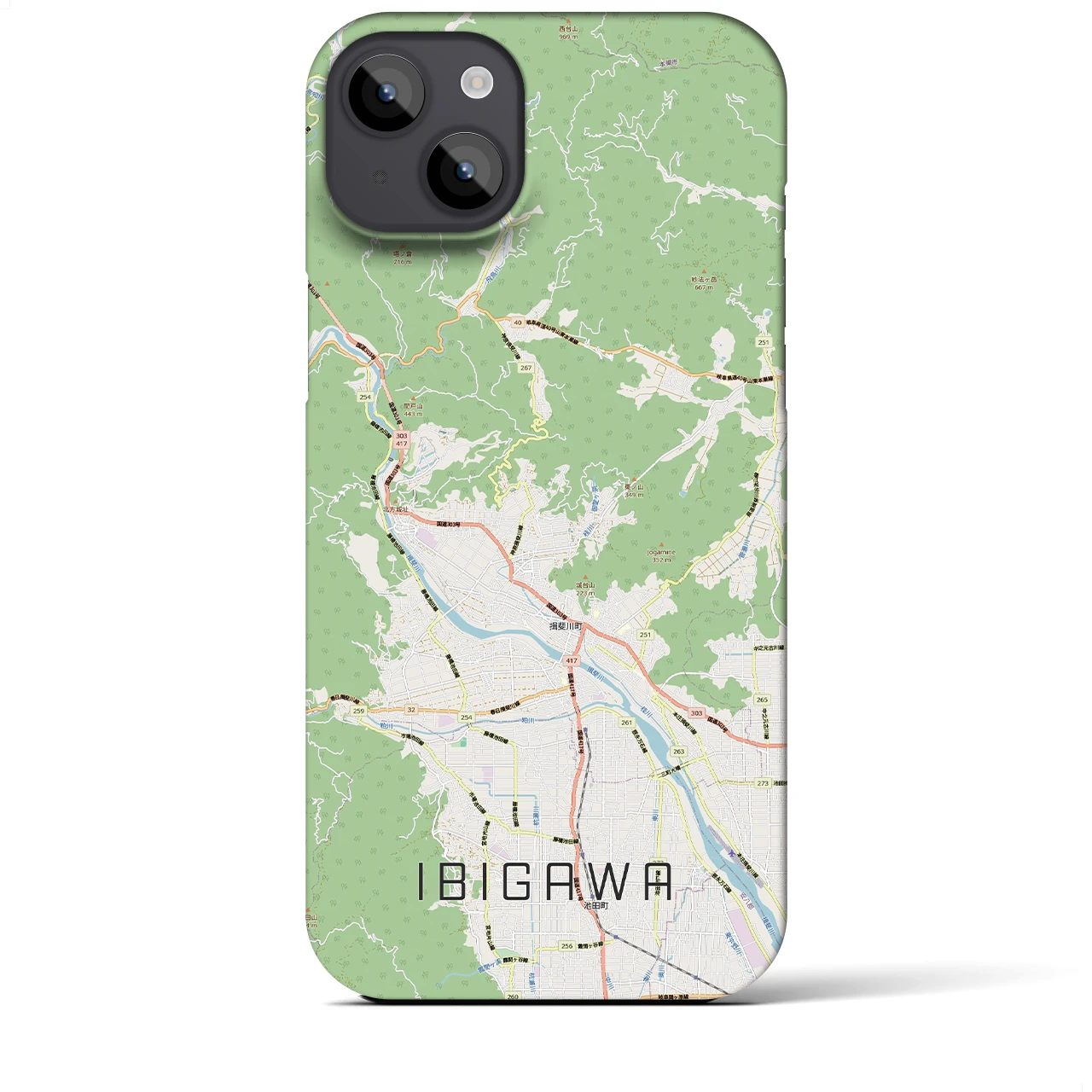 【揖斐川（岐阜県）】地図柄iPhoneケース（バックカバータイプ）