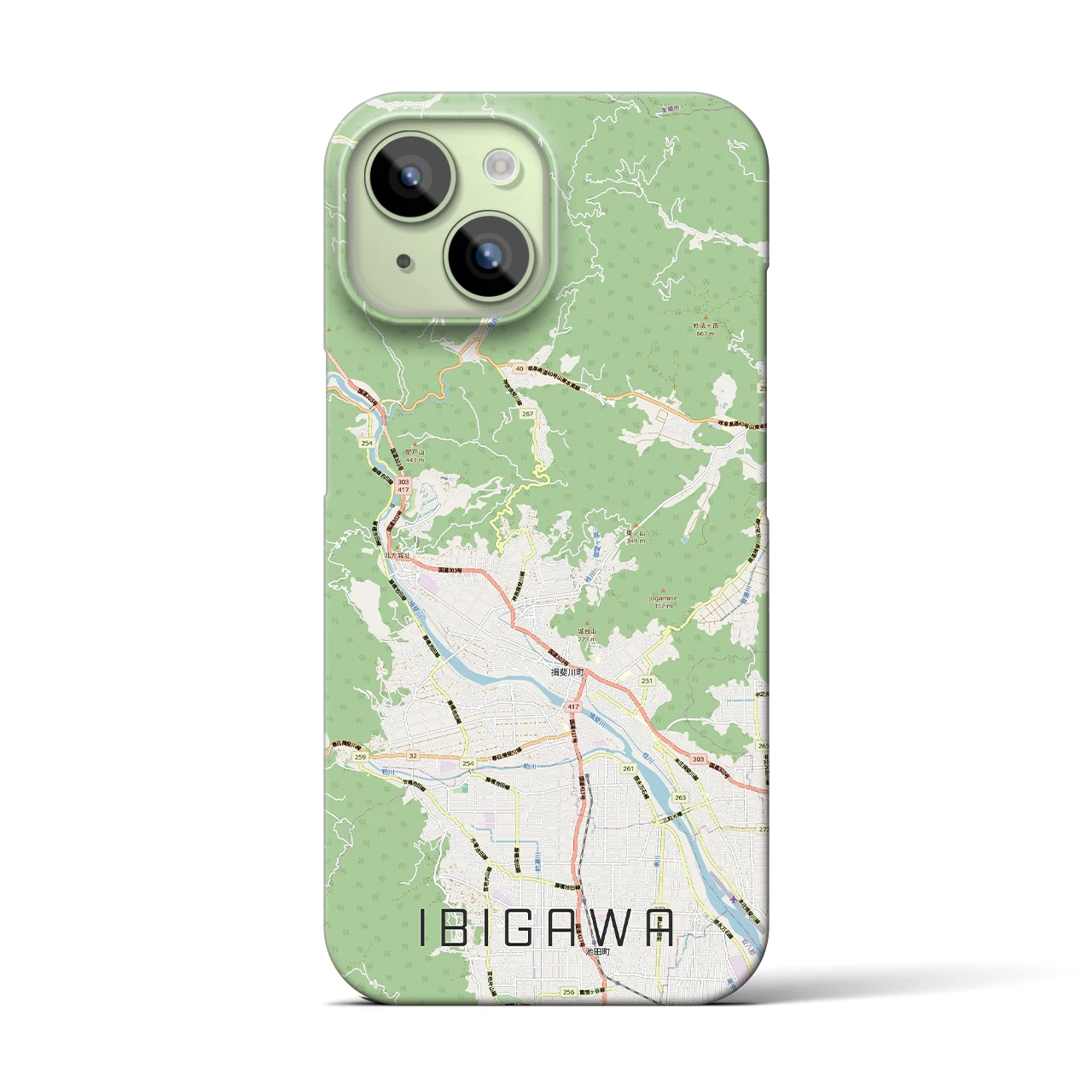 【揖斐川（岐阜県）】地図柄iPhoneケース（バックカバータイプ）