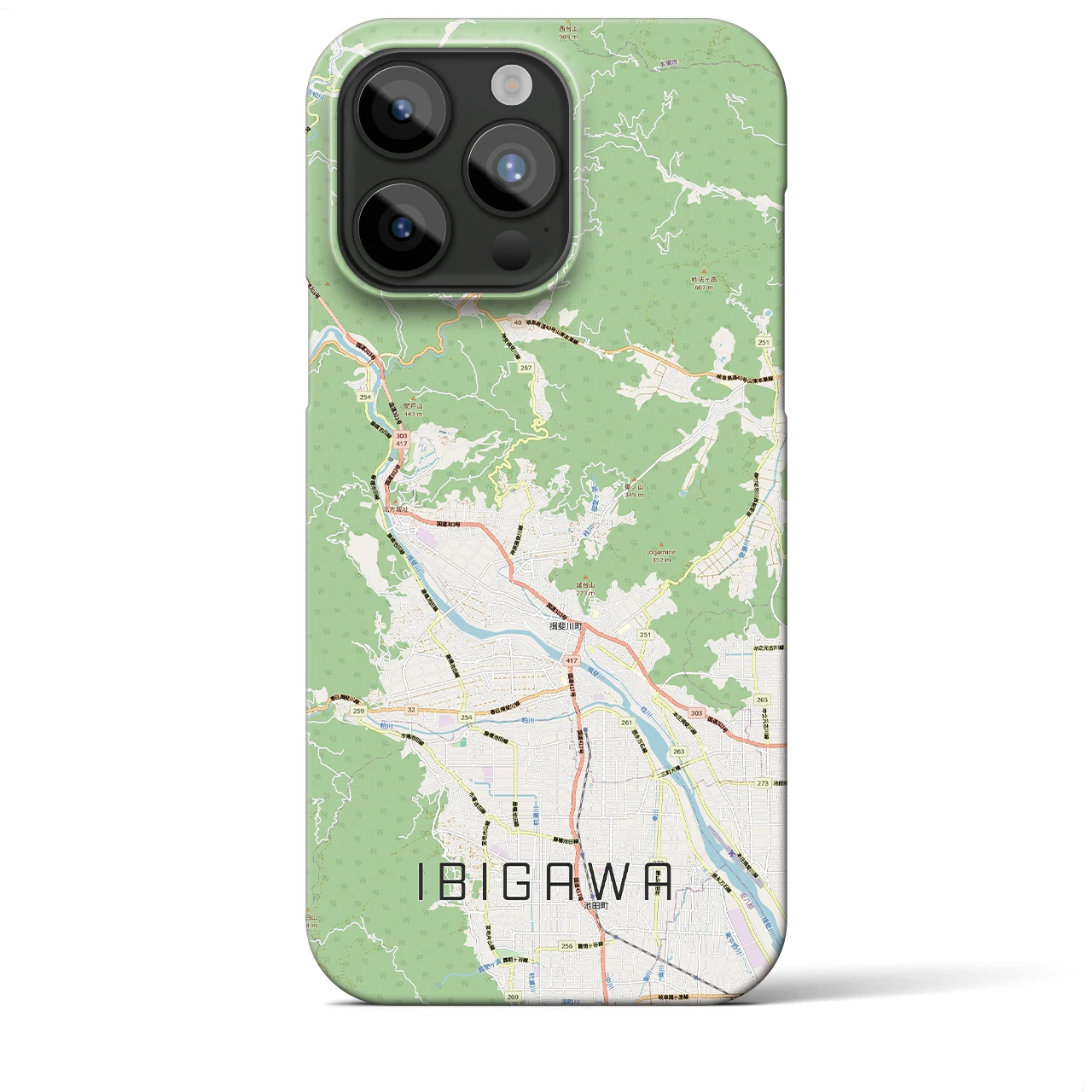 【揖斐川（岐阜県）】地図柄iPhoneケース（バックカバータイプ）