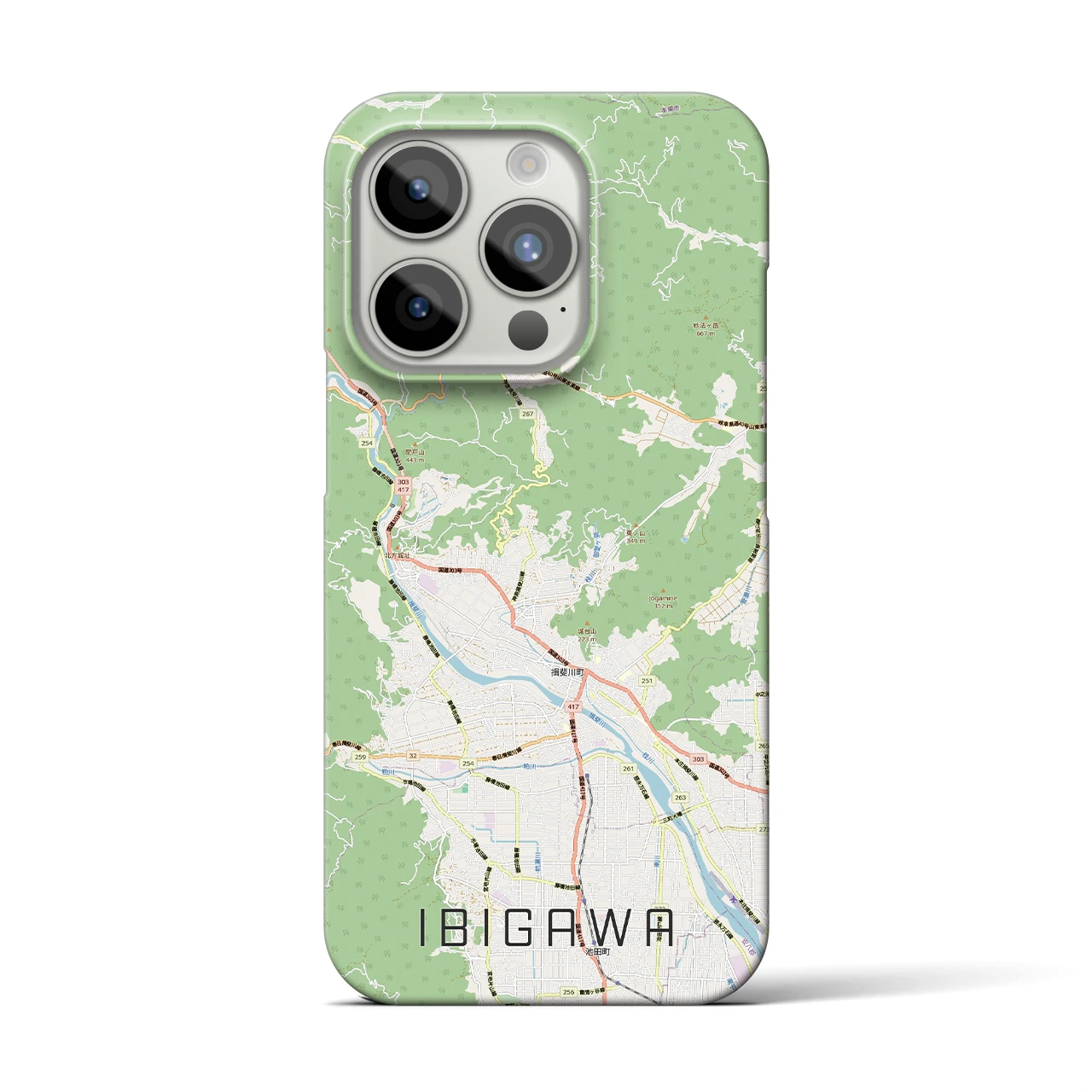【揖斐川（岐阜県）】地図柄iPhoneケース（バックカバータイプ）