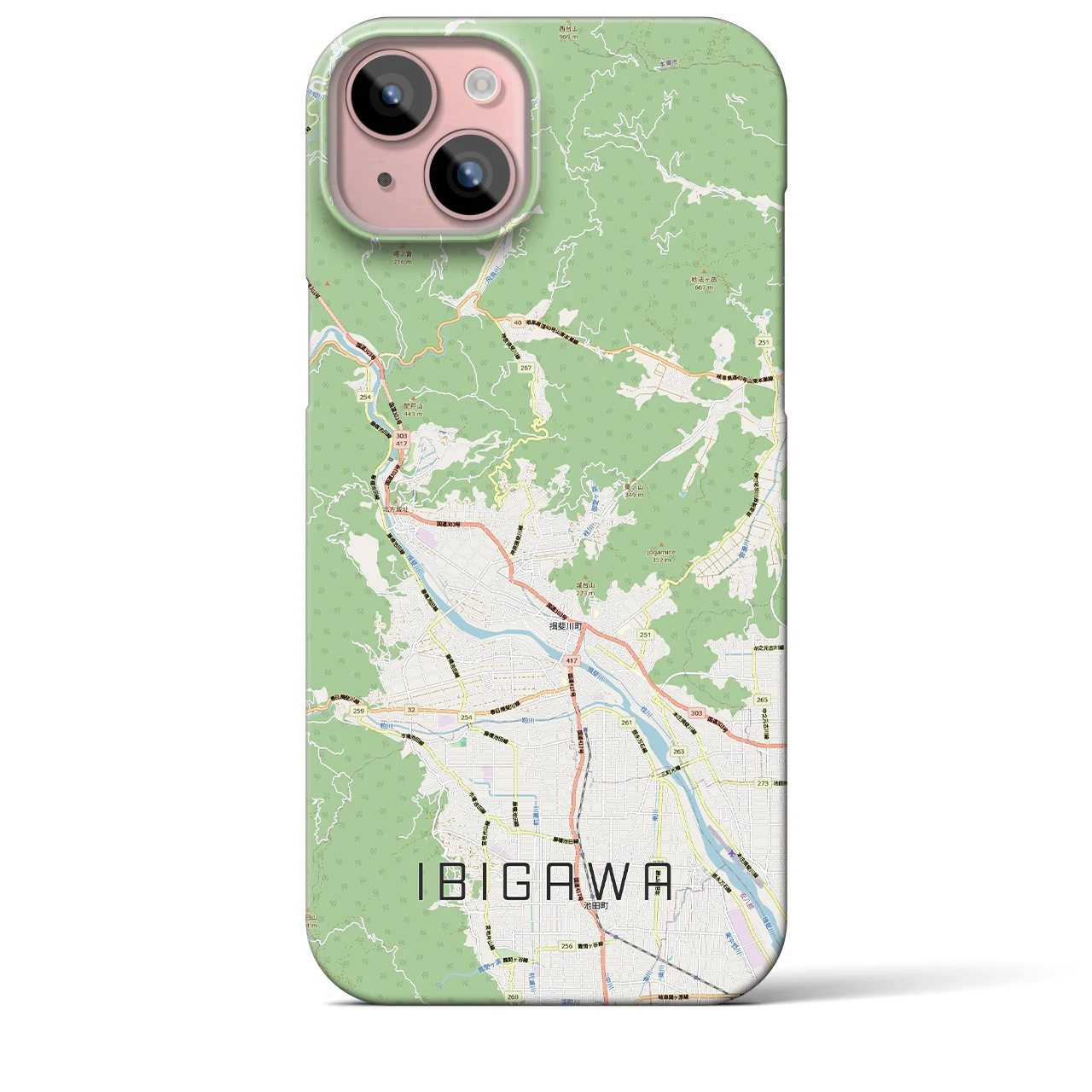 【揖斐川（岐阜県）】地図柄iPhoneケース（バックカバータイプ）