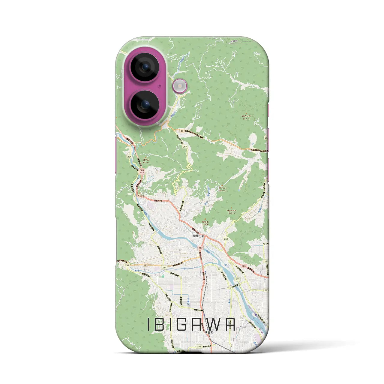 【揖斐川（岐阜県）】地図柄iPhoneケース（バックカバータイプ）