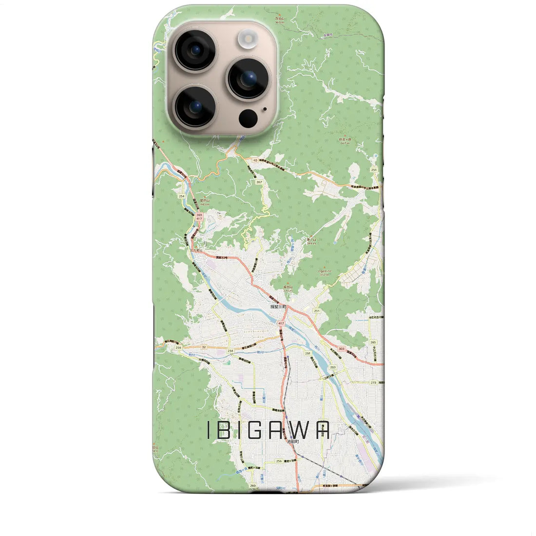 【揖斐川（岐阜県）】地図柄iPhoneケース（バックカバータイプ）