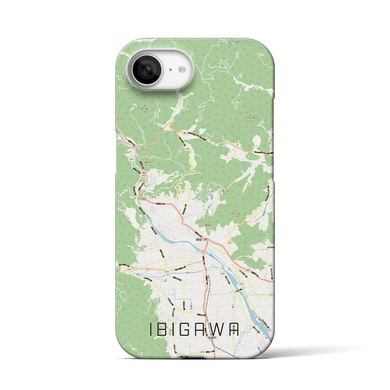 【揖斐川（岐阜県）】地図柄iPhoneケース（バックカバータイプ）