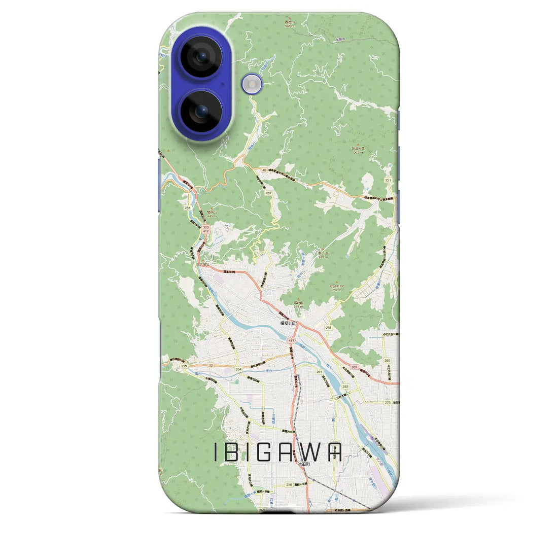 【揖斐川（岐阜県）】地図柄iPhoneケース（バックカバータイプ）ブラック・iPhone 16 Pro Max 用
