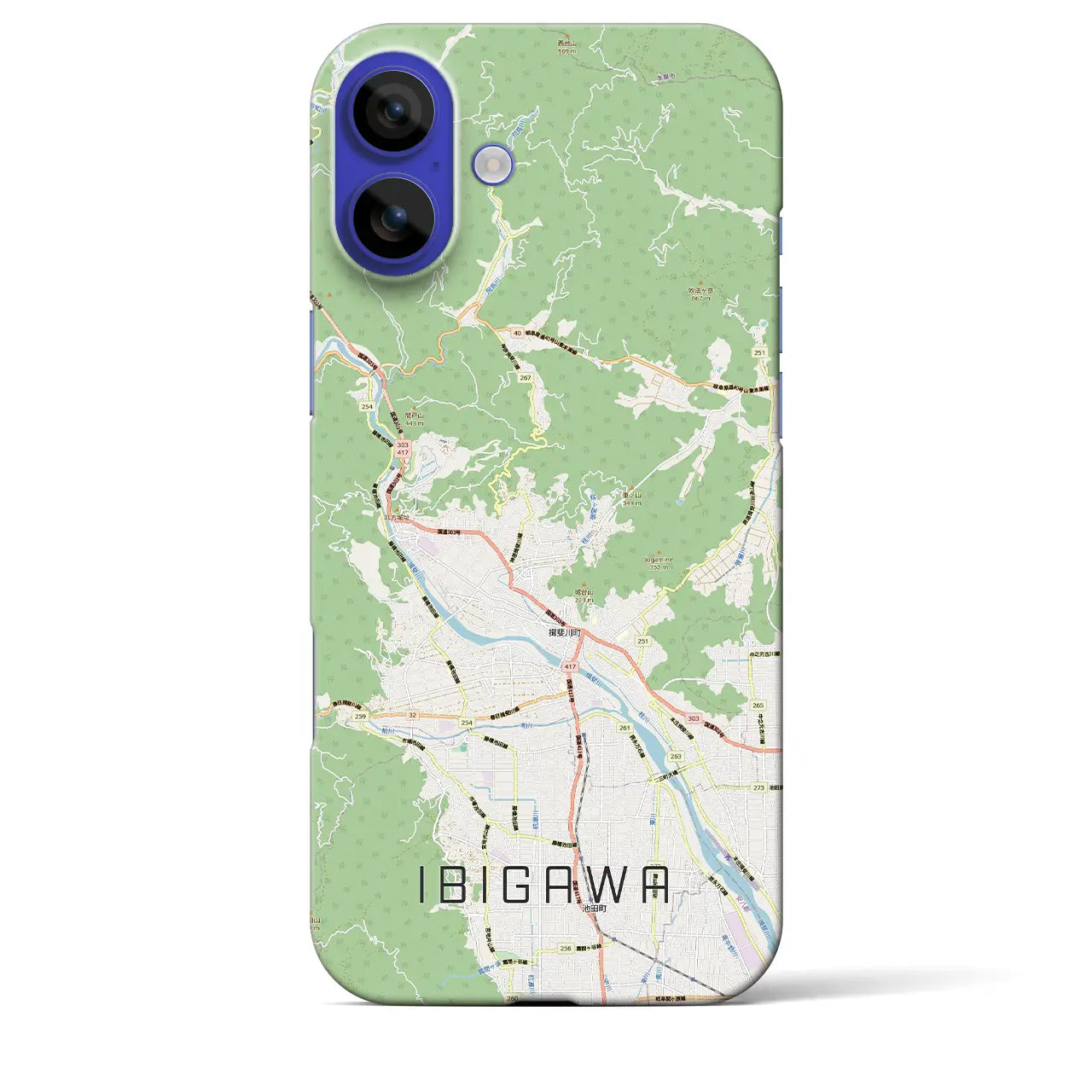 【揖斐川（岐阜県）】地図柄iPhoneケース（バックカバータイプ）ブラック・iPhone 16 Pro Max 用