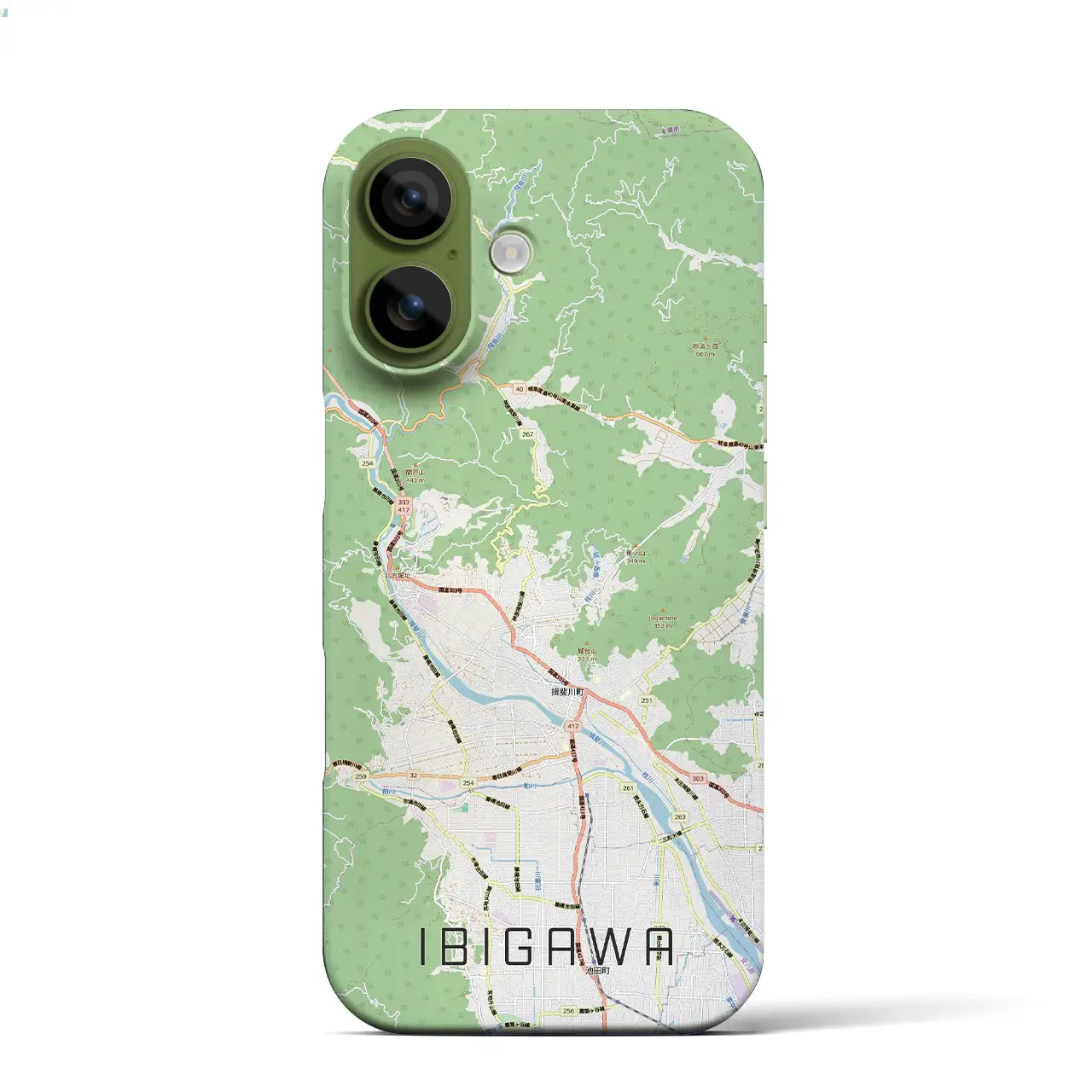 【揖斐川（岐阜県）】地図柄iPhoneケース（バックカバータイプ）