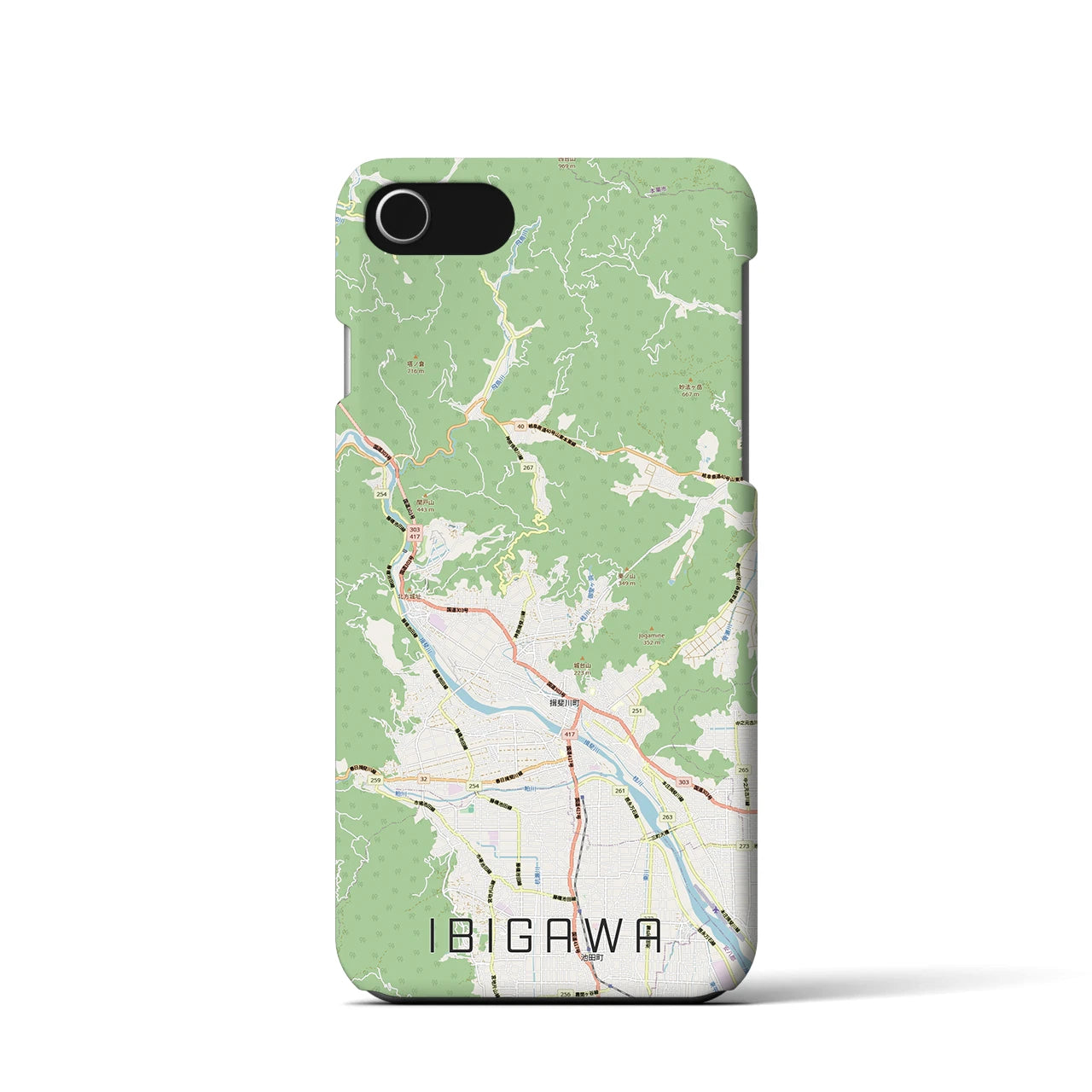 【揖斐川（岐阜県）】地図柄iPhoneケース（バックカバータイプ）