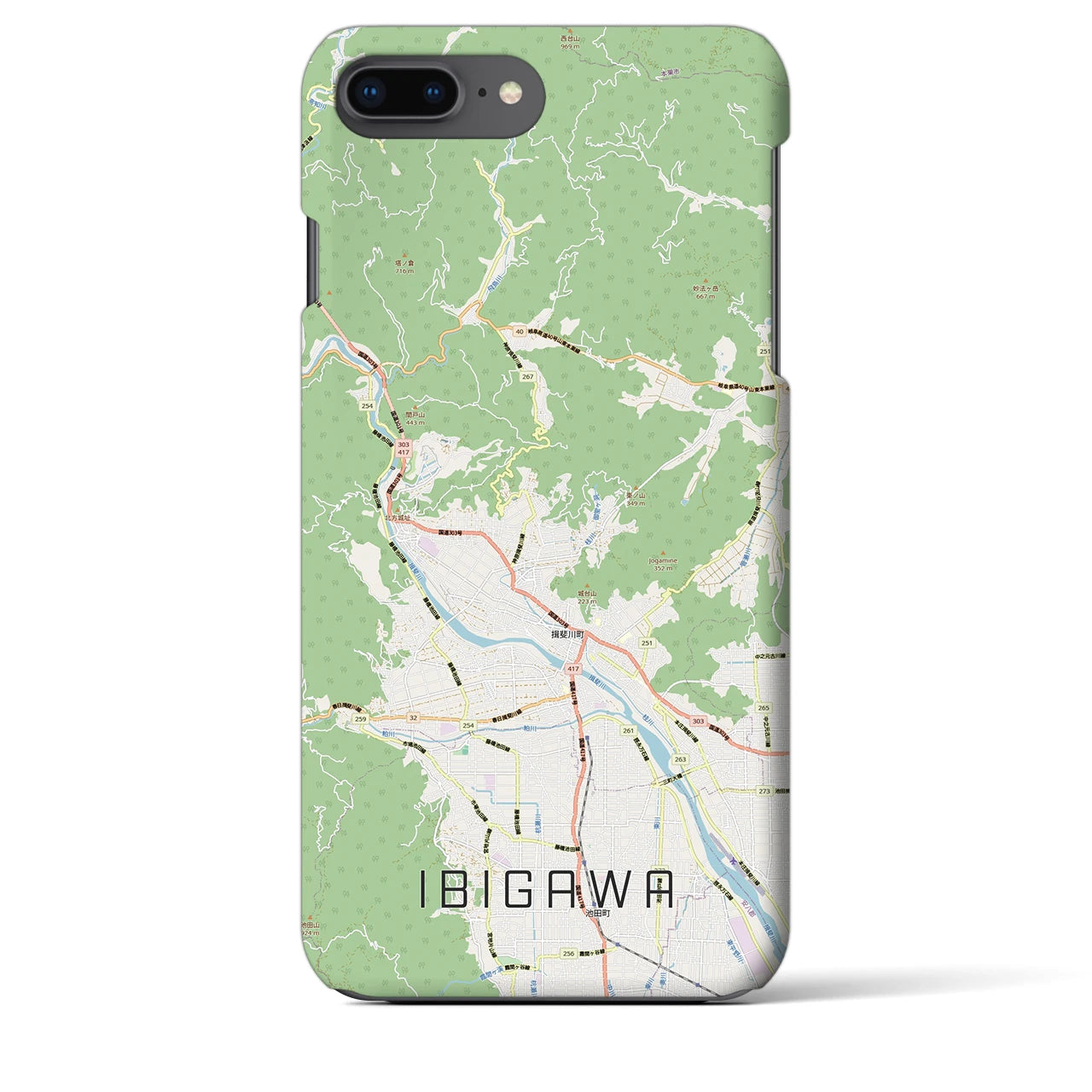 【揖斐川（岐阜県）】地図柄iPhoneケース（バックカバータイプ）