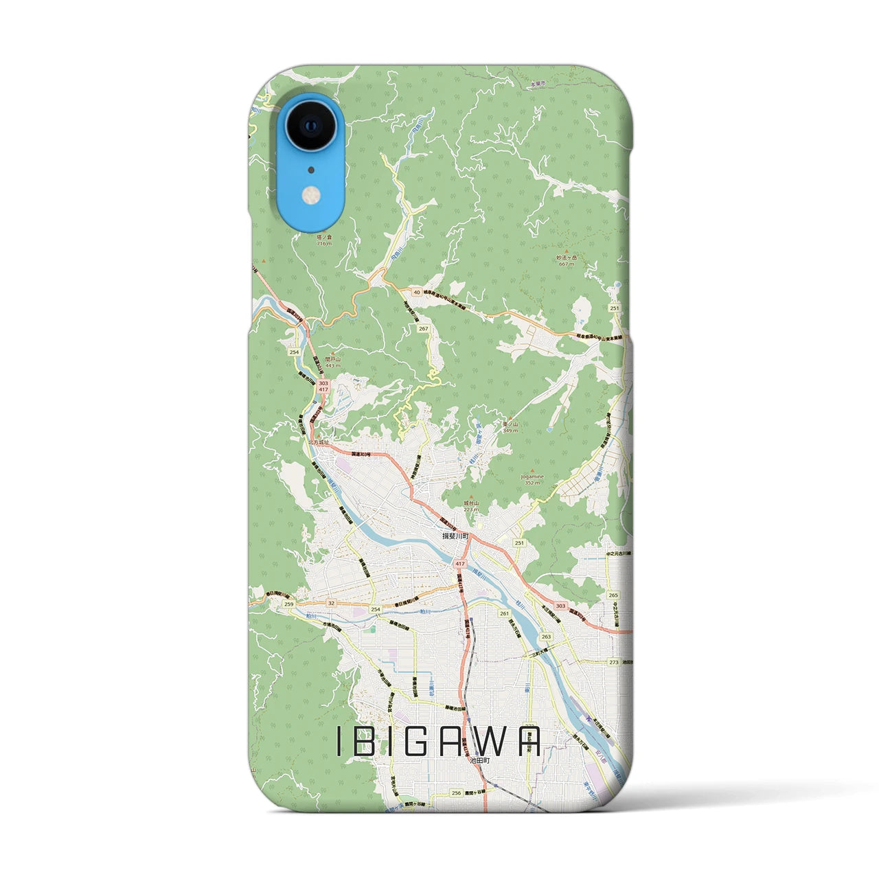 【揖斐川（岐阜県）】地図柄iPhoneケース（バックカバータイプ）