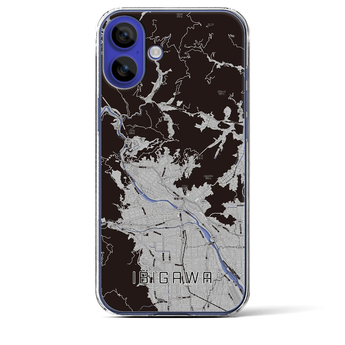 【揖斐川（岐阜県）】地図柄iPhoneケース（クリアタイプ）モノトーン・iPhone 16 Pro Max 用