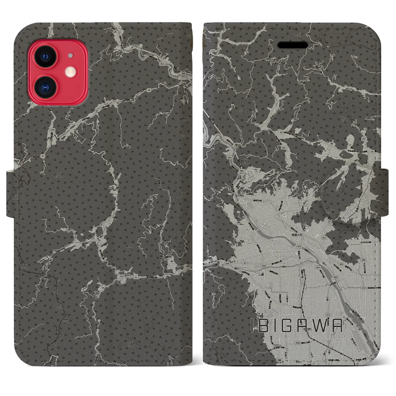 【揖斐川（岐阜県）】地図柄iPhoneケース（手帳タイプ）