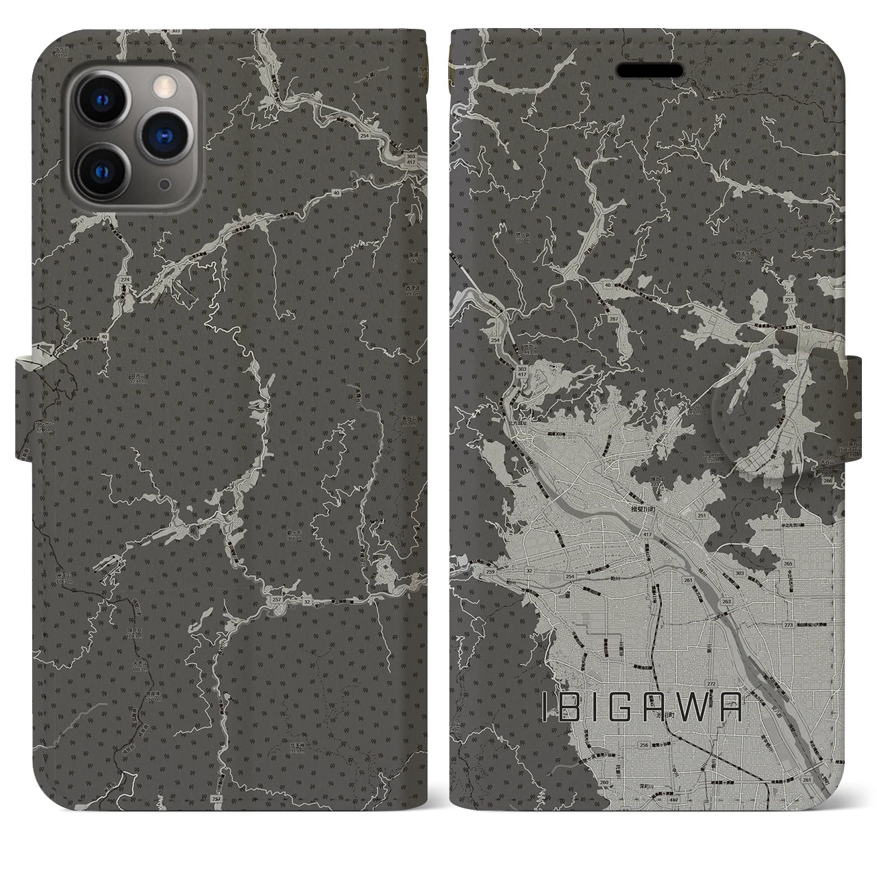 【揖斐川（岐阜県）】地図柄iPhoneケース（手帳タイプ）