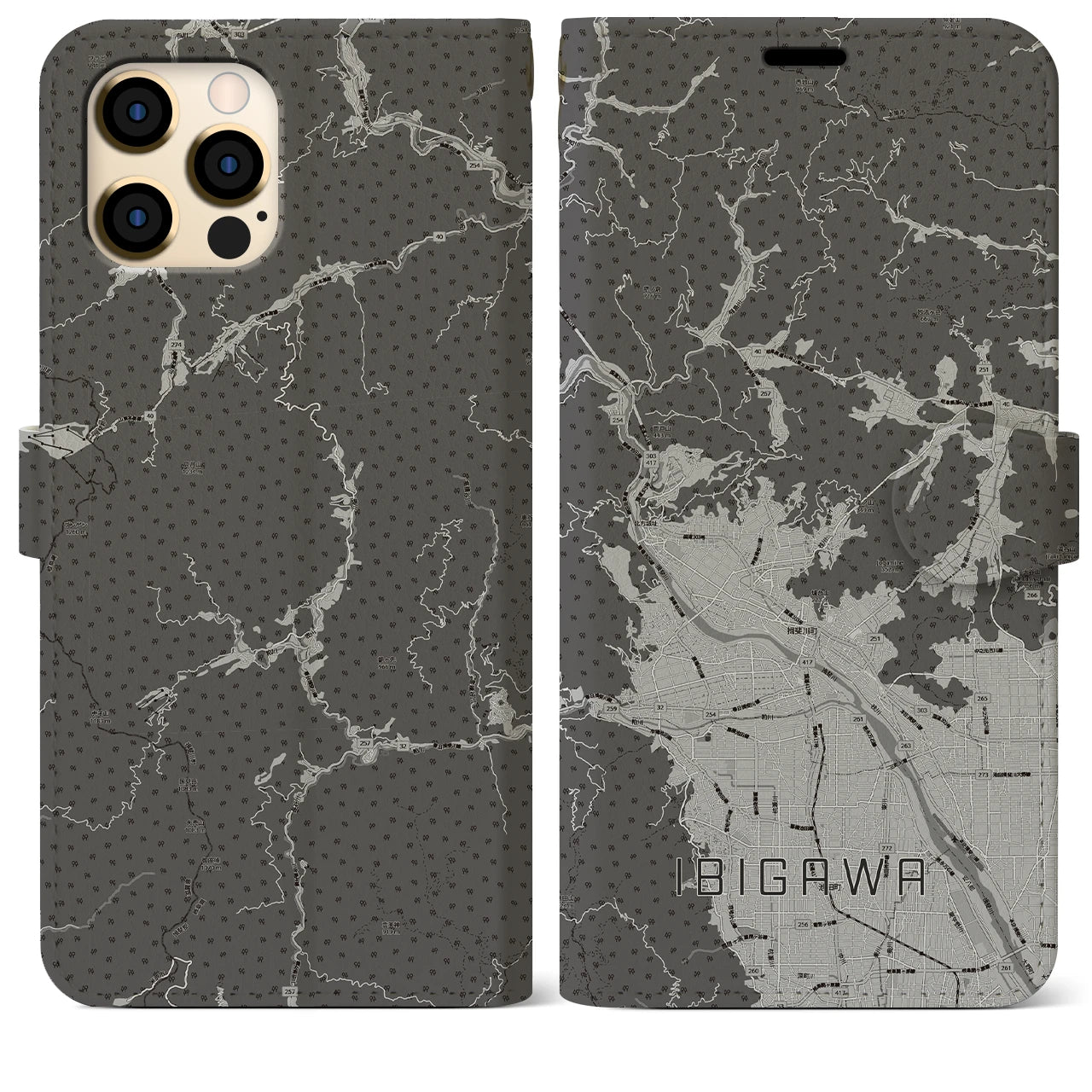 【揖斐川（岐阜県）】地図柄iPhoneケース（手帳タイプ）