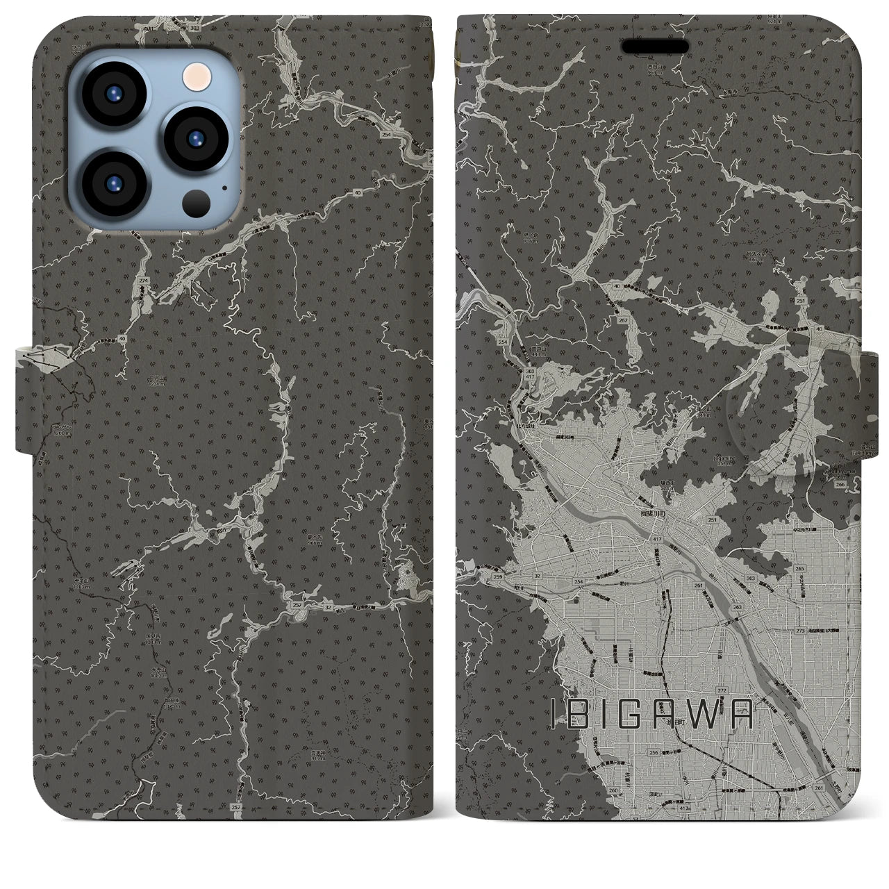 【揖斐川（岐阜県）】地図柄iPhoneケース（手帳タイプ）