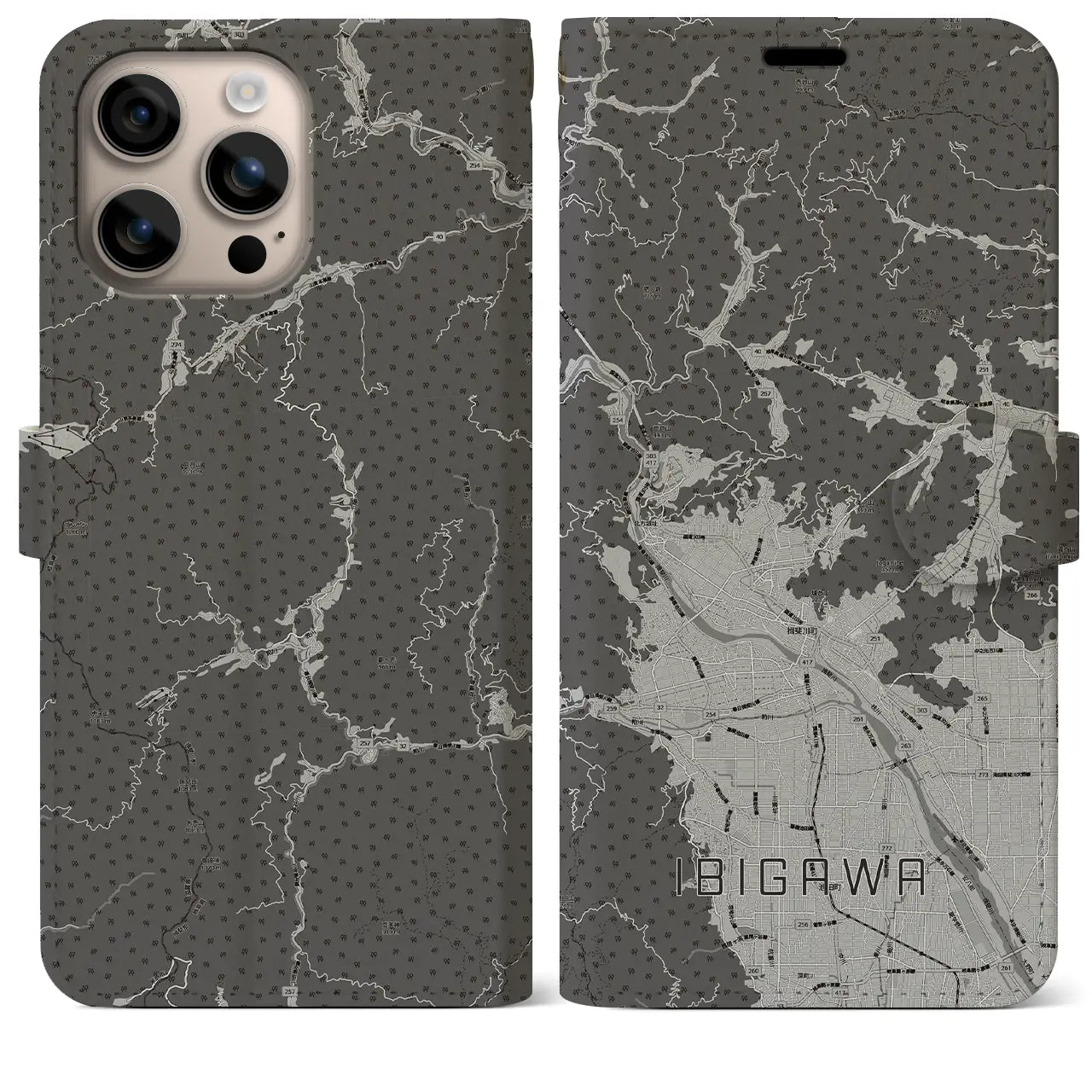 【揖斐川（岐阜県）】地図柄iPhoneケース（手帳タイプ）
