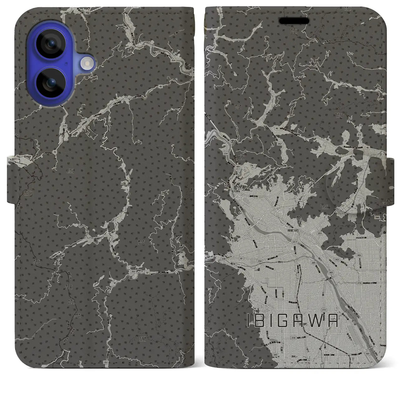 【揖斐川（岐阜県）】地図柄iPhoneケース（手帳タイプ）