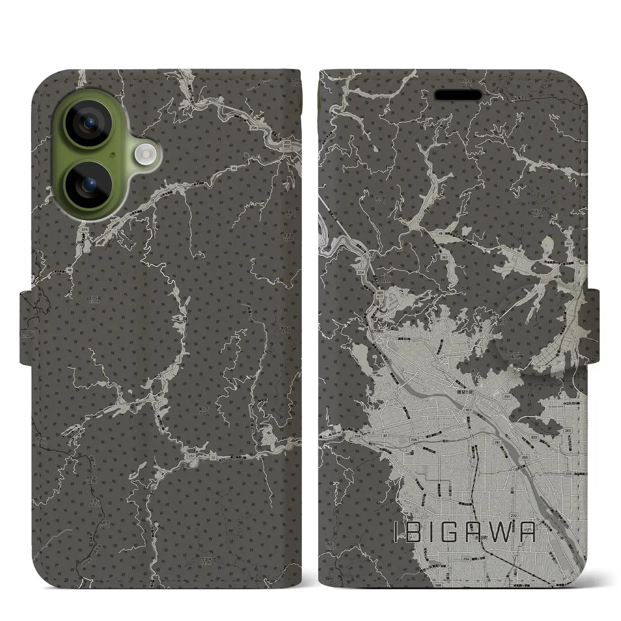 【揖斐川（岐阜県）】地図柄iPhoneケース（手帳タイプ）