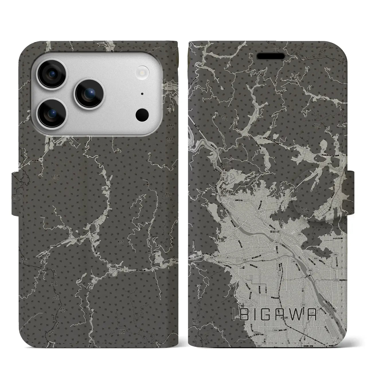 【揖斐川（岐阜県）】地図柄iPhoneケース（手帳タイプ）
