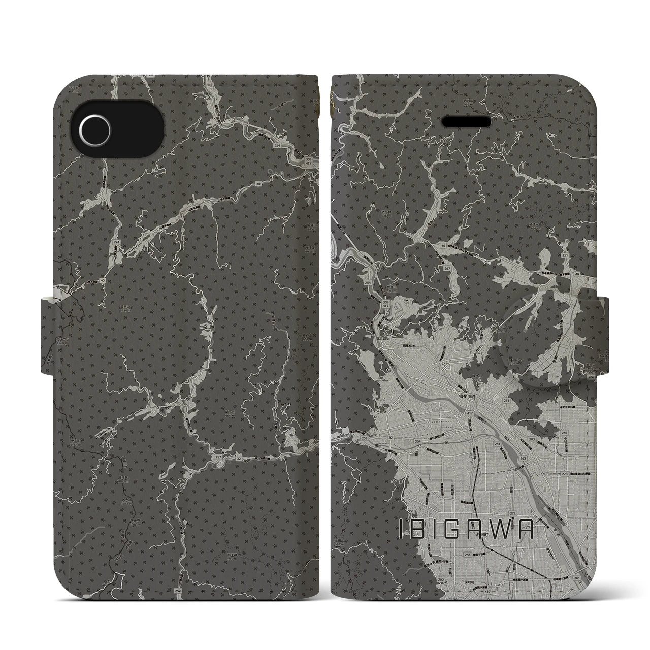 【揖斐川（岐阜県）】地図柄iPhoneケース（手帳タイプ）