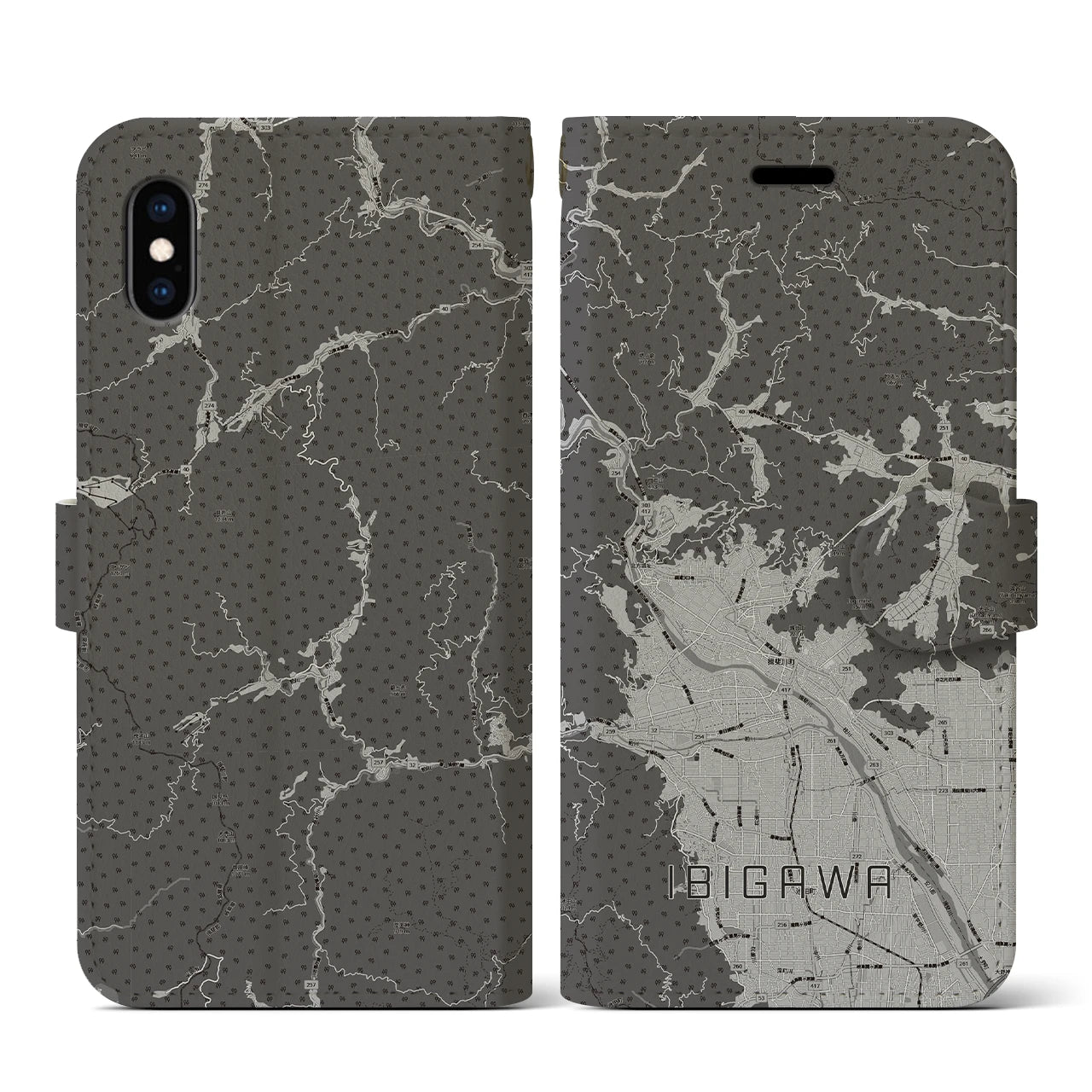 【揖斐川（岐阜県）】地図柄iPhoneケース（手帳タイプ）