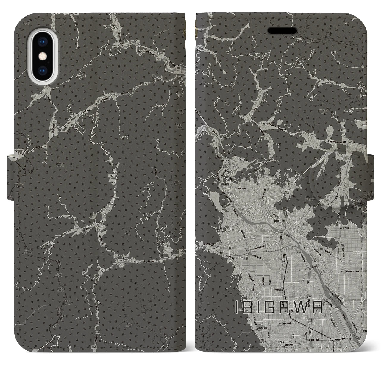 【揖斐川（岐阜県）】地図柄iPhoneケース（手帳タイプ）