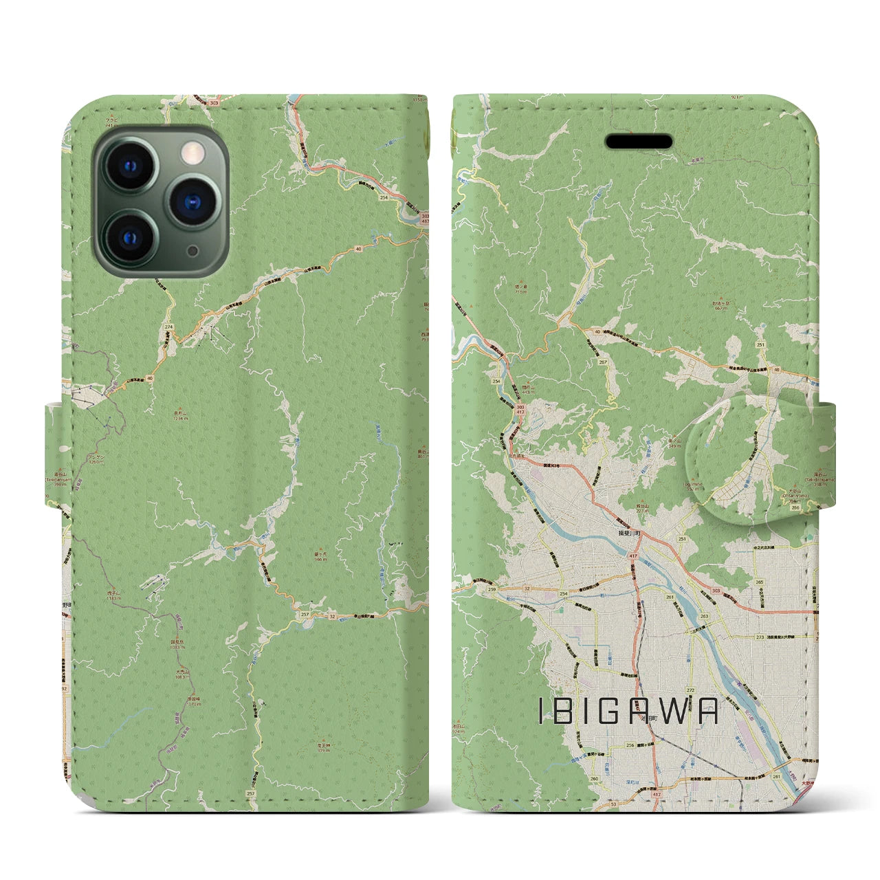 【揖斐川（岐阜県）】地図柄iPhoneケース（手帳タイプ）