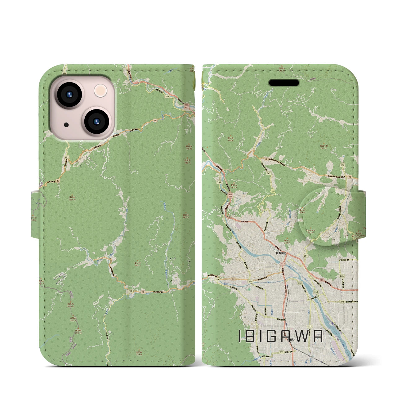 【揖斐川（岐阜県）】地図柄iPhoneケース（手帳タイプ）