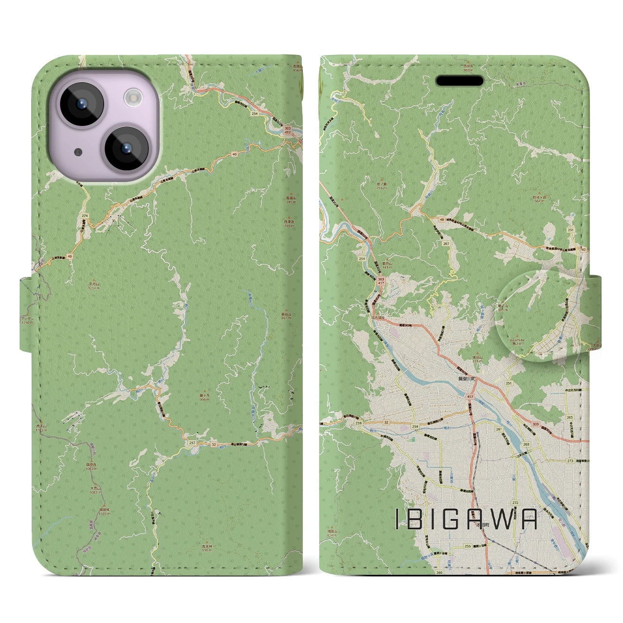 【揖斐川（岐阜県）】地図柄iPhoneケース（手帳タイプ）