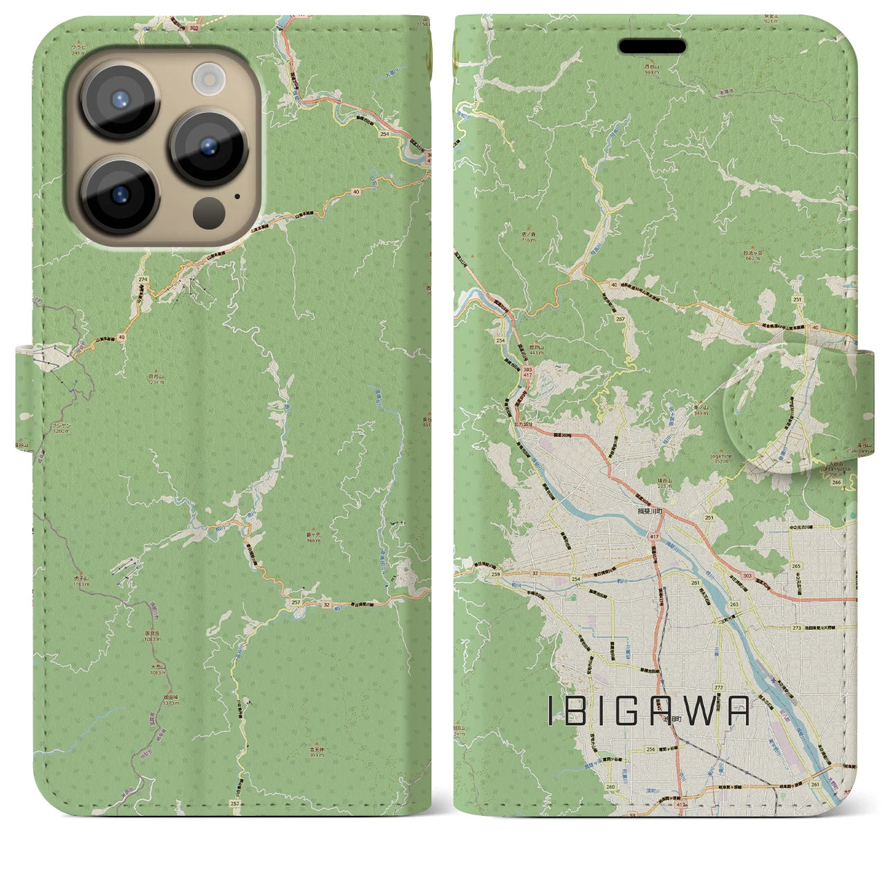 【揖斐川（岐阜県）】地図柄iPhoneケース（手帳タイプ）