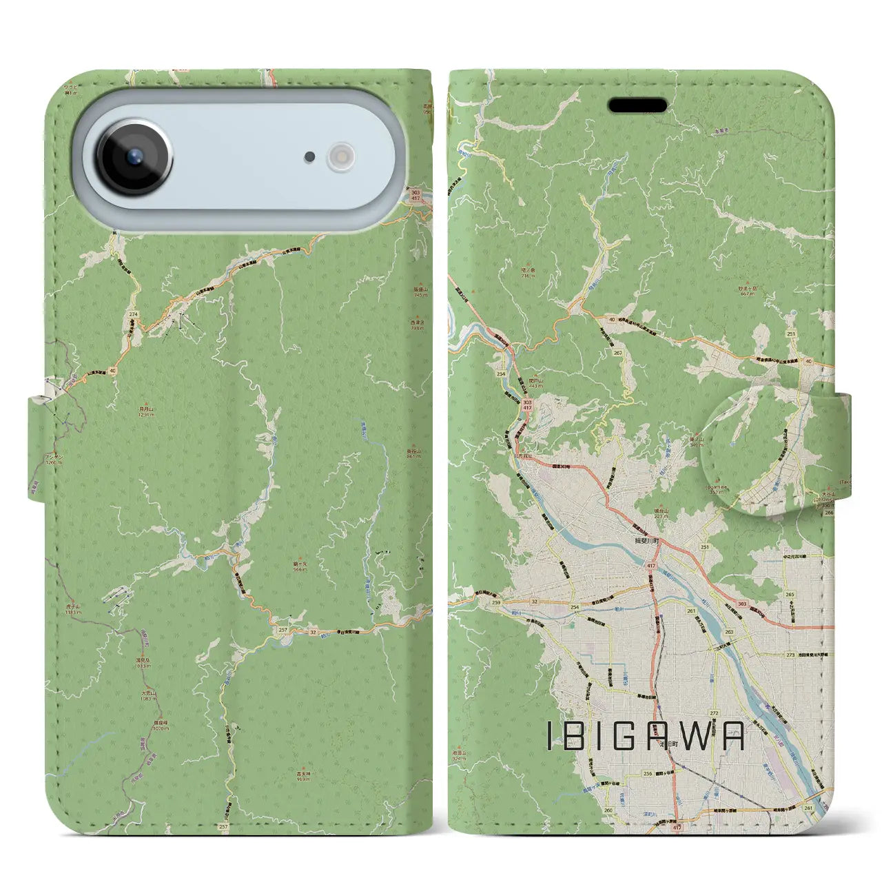 【揖斐川（岐阜県）】地図柄iPhoneケース（手帳タイプ）