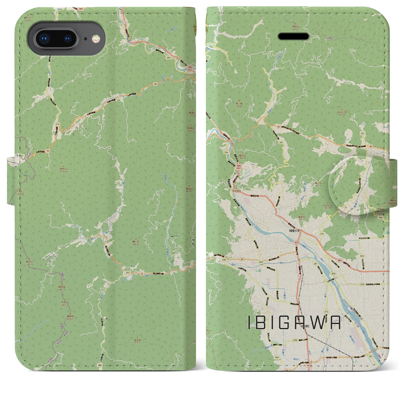 【揖斐川（岐阜県）】地図柄iPhoneケース（手帳タイプ）