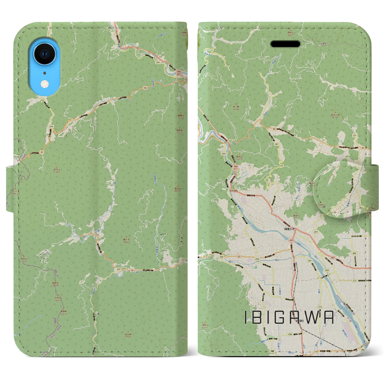【揖斐川（岐阜県）】地図柄iPhoneケース（手帳タイプ）