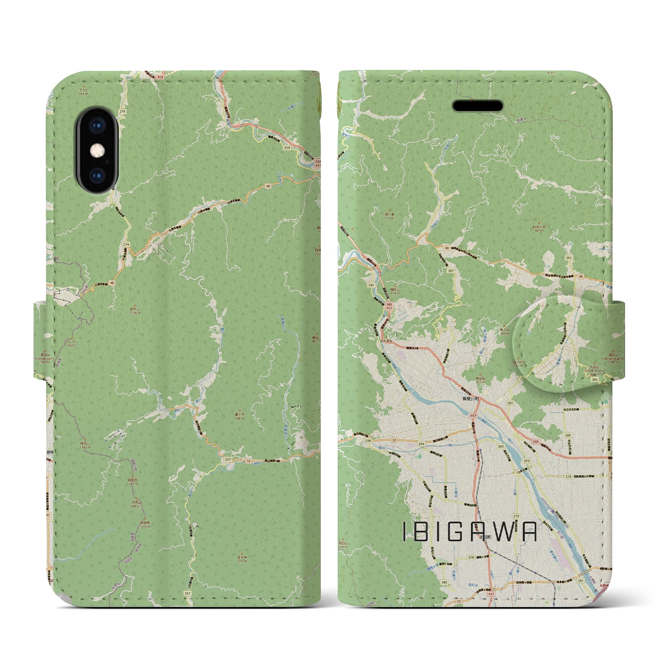 【揖斐川（岐阜県）】地図柄iPhoneケース（手帳タイプ）