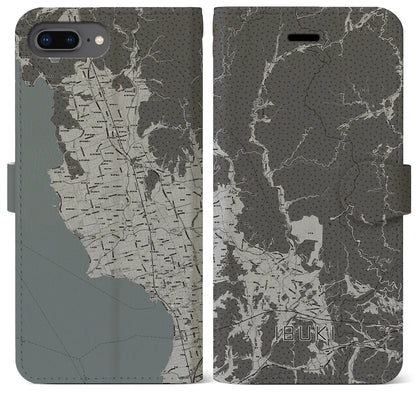 【伊吹（滋賀県）】地図柄iPhoneケース（手帳タイプ）モノトーン・iPhone 8Plus /7Plus / 6sPlus / 6Plus 用