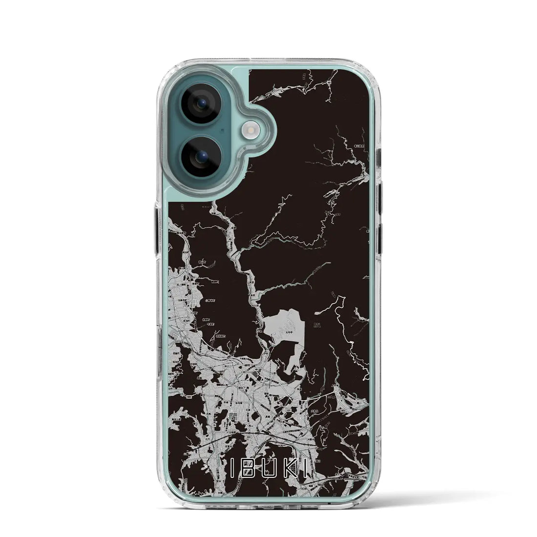 【伊吹(滋賀県)】地図柄iPhoneケース(MagSafeタイプ)モノトーン・iPhone 16 Pro 用