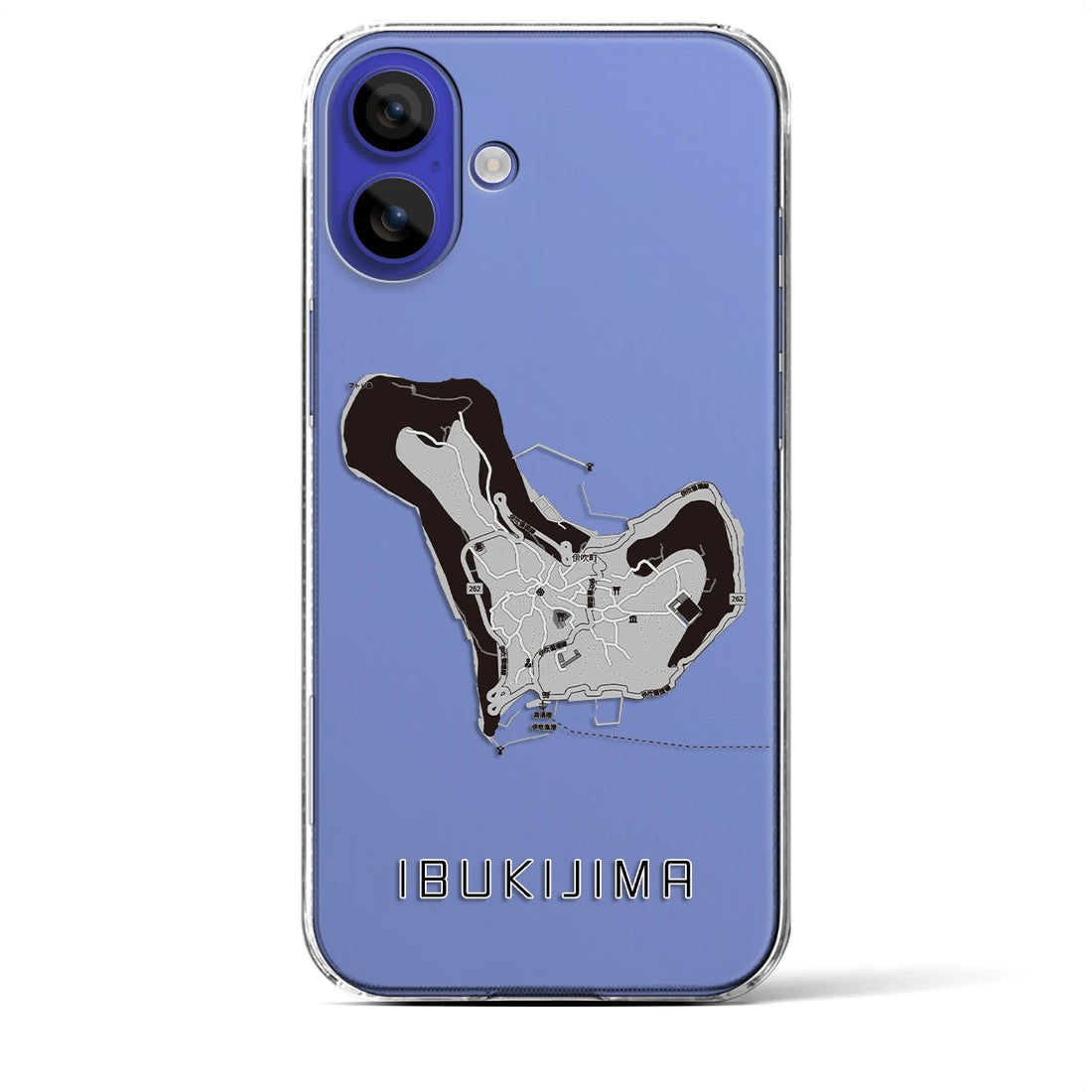 【伊吹島（香川県）】地図柄iPhoneケース（クリアタイプ）モノトーン・iPhone 16 Pro Max 用