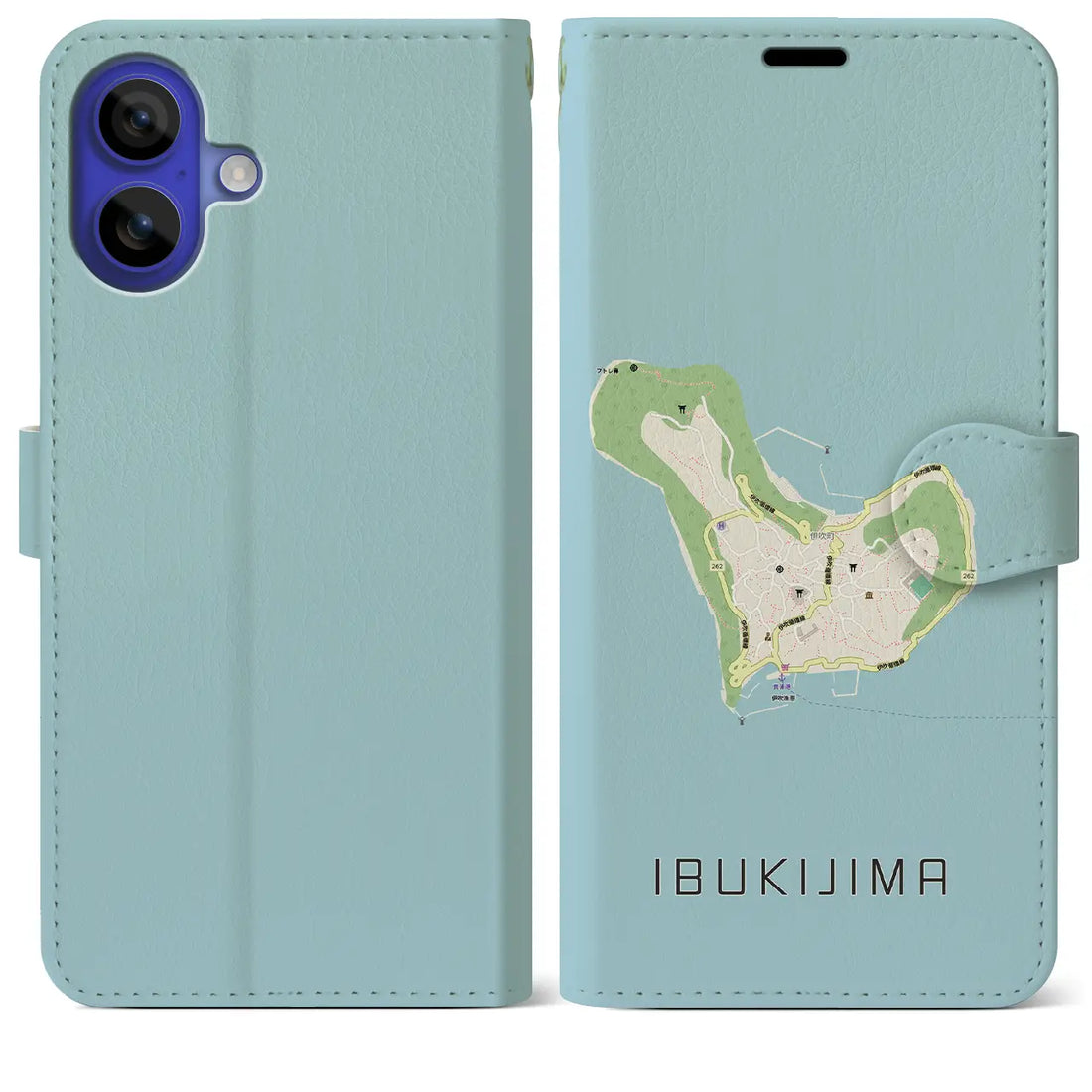 【伊吹島（香川県）】地図柄iPhoneケース（手帳タイプ）モノトーン・iPhone 16 Pro Max 用