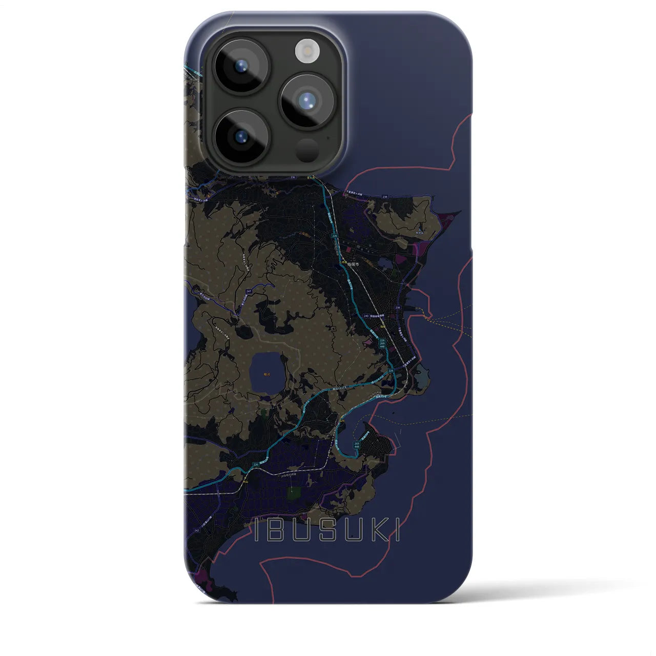 【指宿（鹿児島県）】地図柄iPhoneケース（バックカバータイプ）