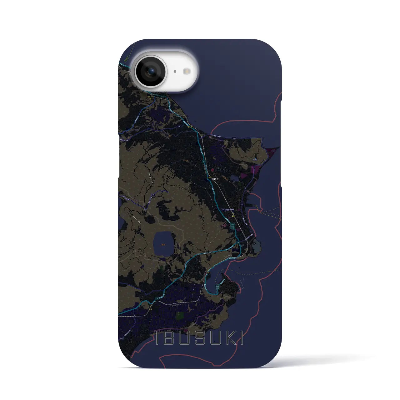 【指宿（鹿児島県）】地図柄iPhoneケース（バックカバータイプ）