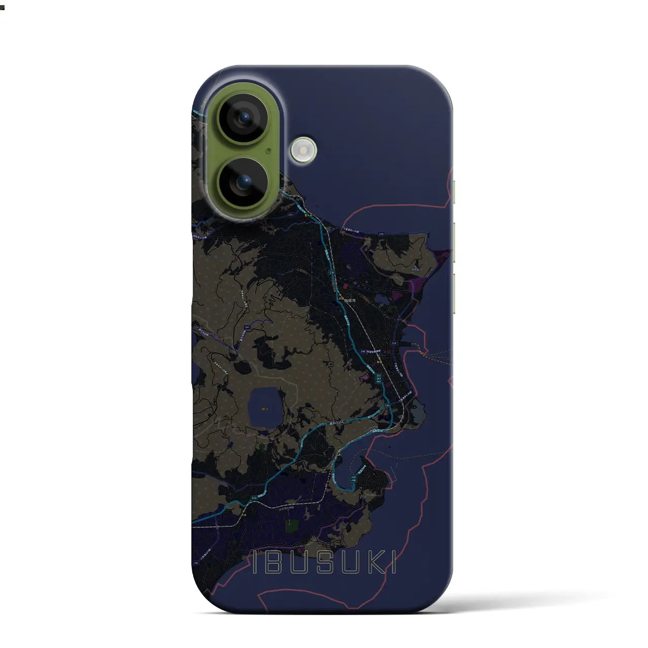 【指宿（鹿児島県）】地図柄iPhoneケース（バックカバータイプ）