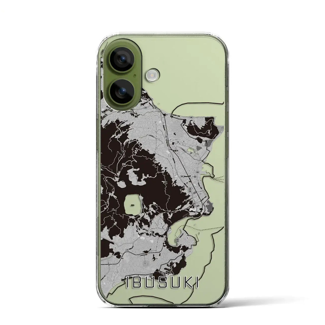 【指宿（鹿児島県）】地図柄iPhoneケース（クリアタイプ）モノトーン・iPhone 17 Pro Max 用