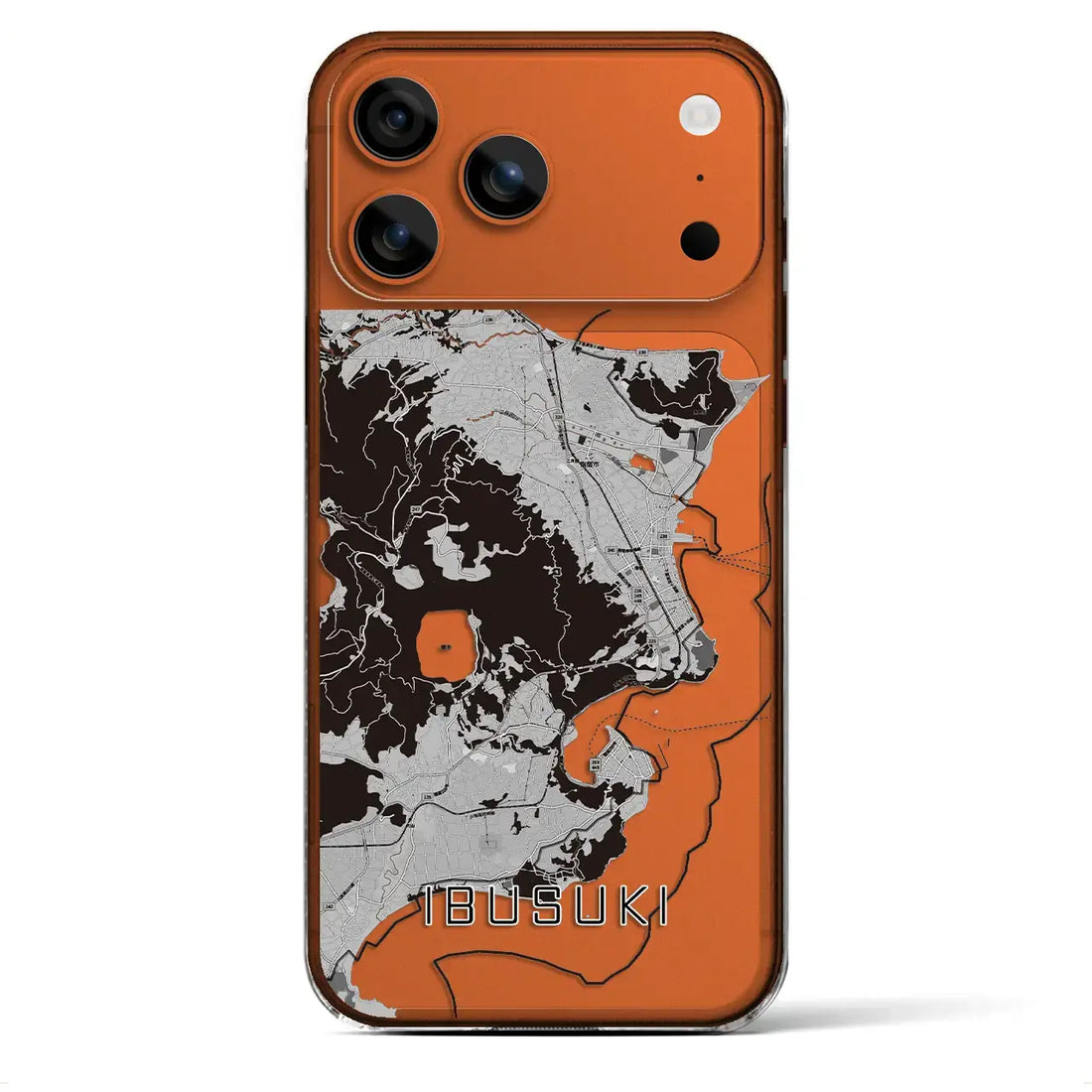 【指宿（鹿児島県）】地図柄iPhoneケース（クリアタイプ）モノトーン・iPhone 17 Pro Max 用