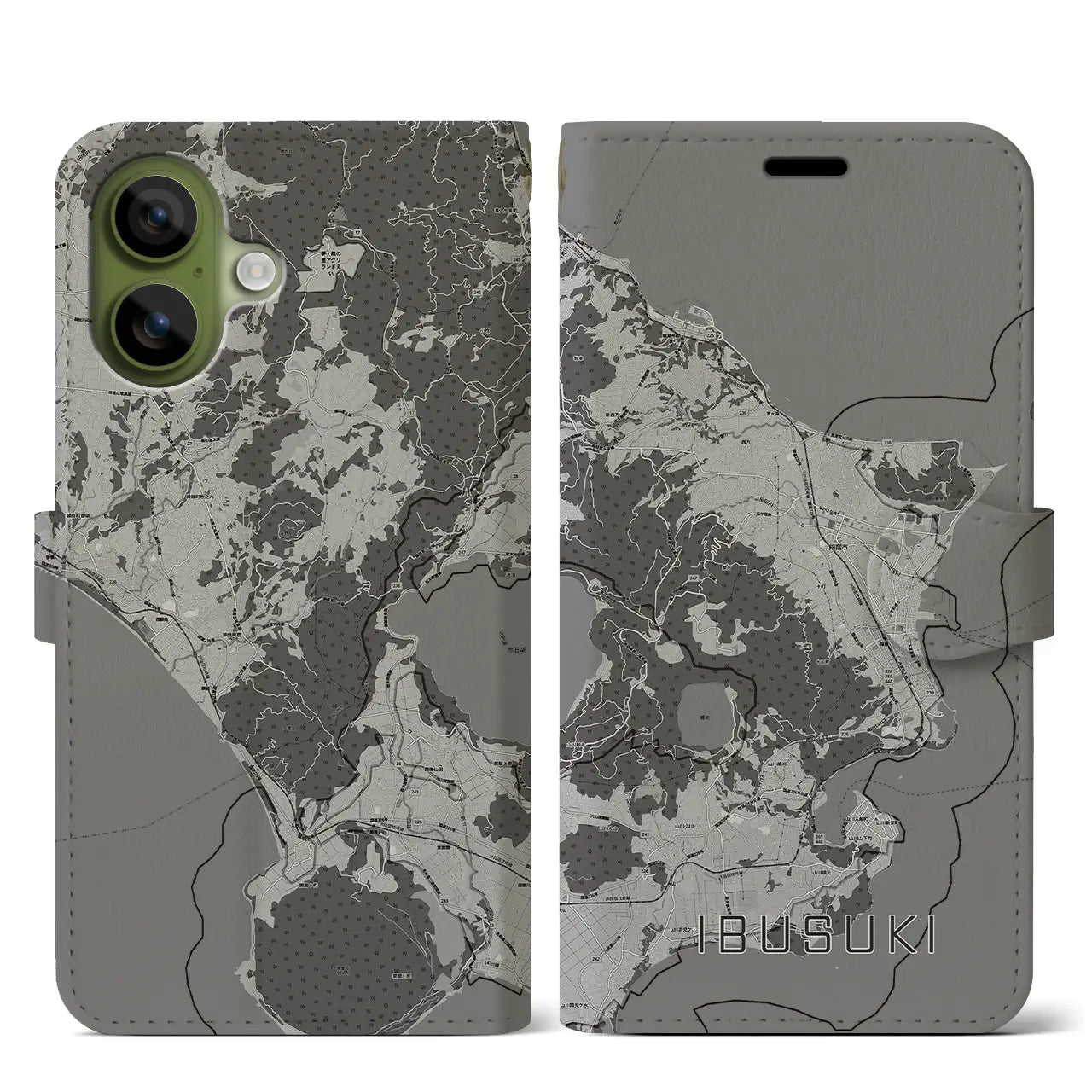 【指宿（鹿児島県）】地図柄iPhoneケース（手帳タイプ）