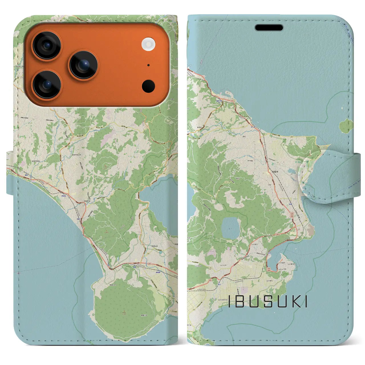 【指宿（鹿児島県）】地図柄iPhoneケース（手帳タイプ）