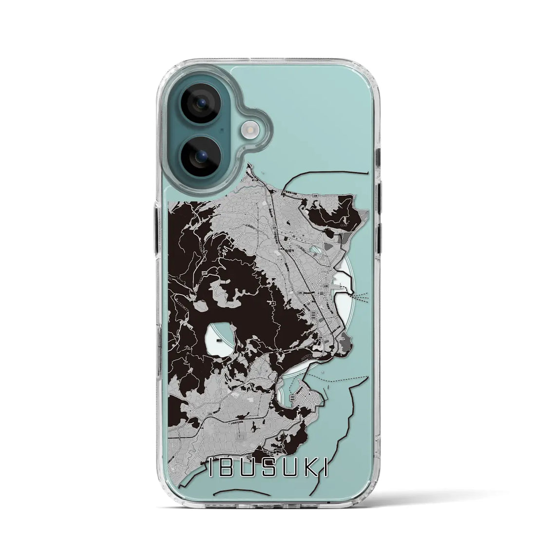 【指宿（鹿児島県）】地図柄iPhoneケース（MagSafeタイプ）モノトーン・iPhone 16 Pro 用